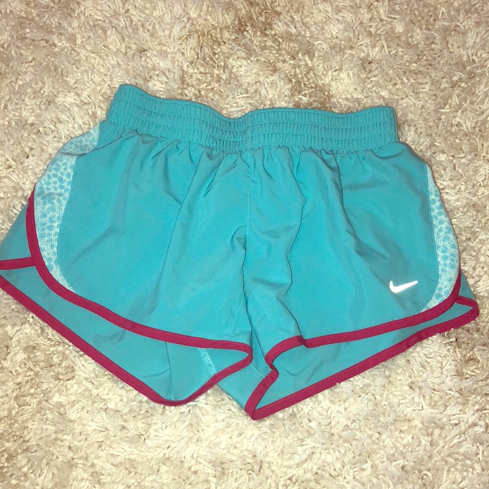 Nike shorts blue and magenta